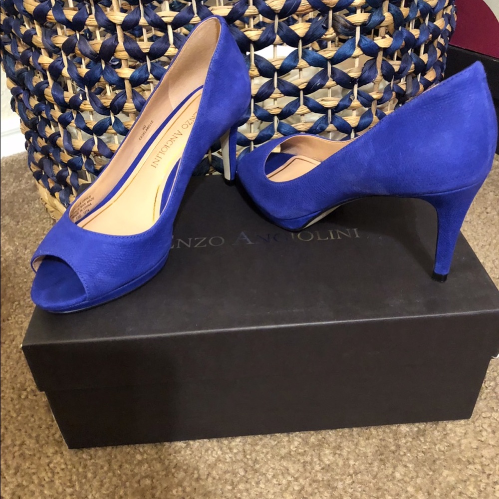 Enzo Angiolini blue suede heels